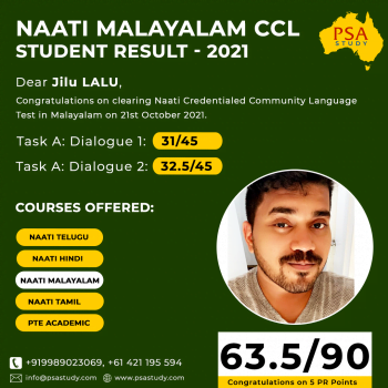 Naati CCL Malayalam for PSA Study