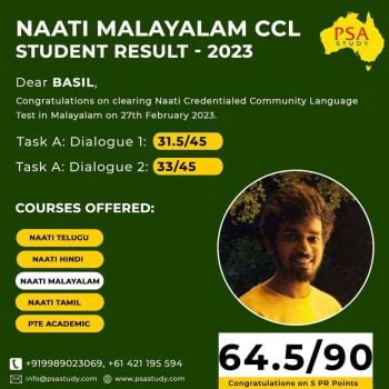 Naati CCL Malayalam for PSA Study