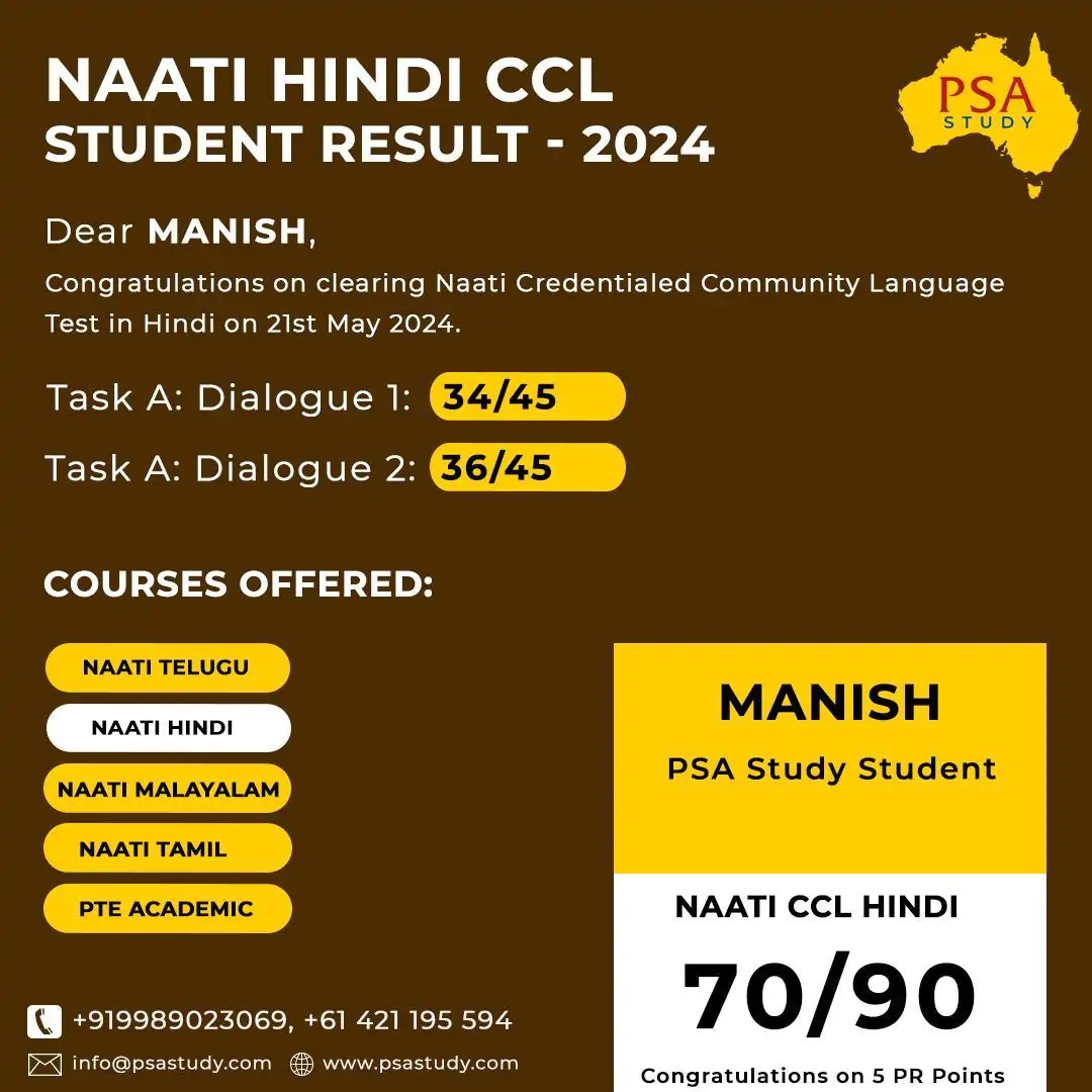 NAATI CCL Hindi course schedules online